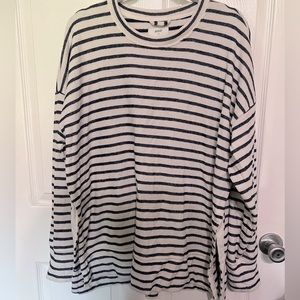 Aerie blue striped oversized tunic pullover